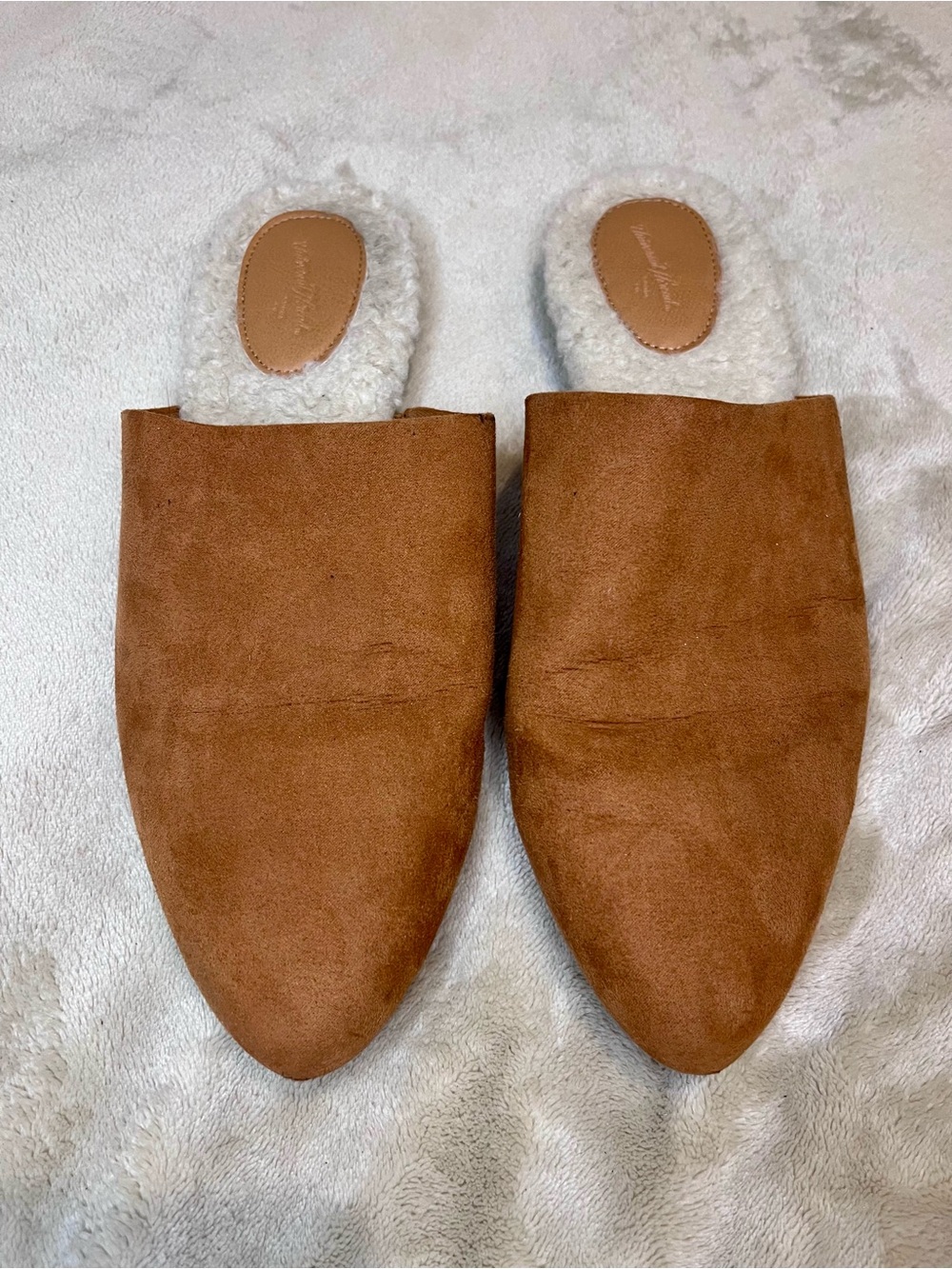 Universal Thread Brown Faux Suede Sherpa Mule Slippers Size 8
